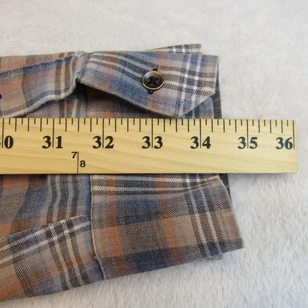 Flag & Anthem Plaid Button Down Mens Large Blue Orange Excellent HO22WS1004